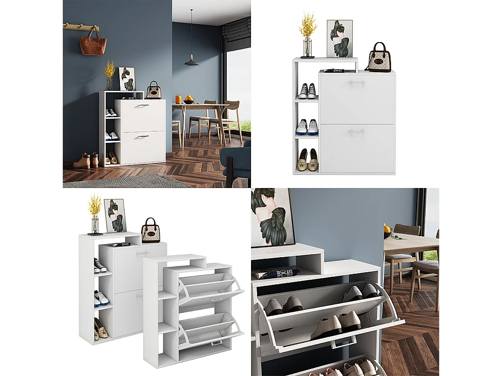 Meuble à chaussure blanc 80x24.5x90 tobias