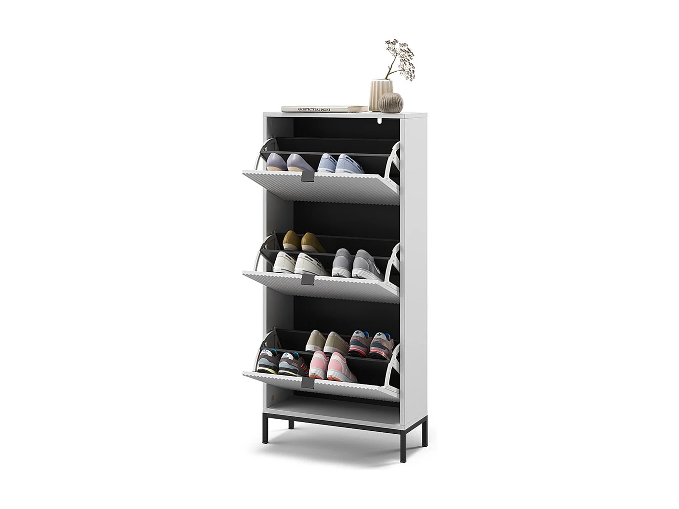 Benne à chaussures blanc 60x24x130 eliza