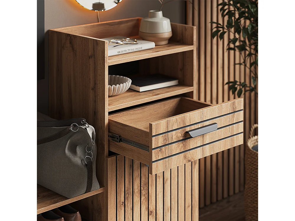 Armoire à chaussures chêne wotan 100x38x100 amber