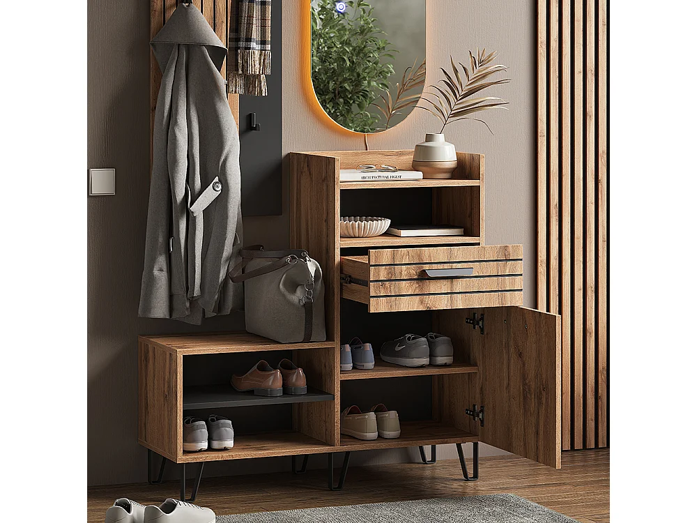 Armoire à chaussures chêne wotan 100x38x100 amber