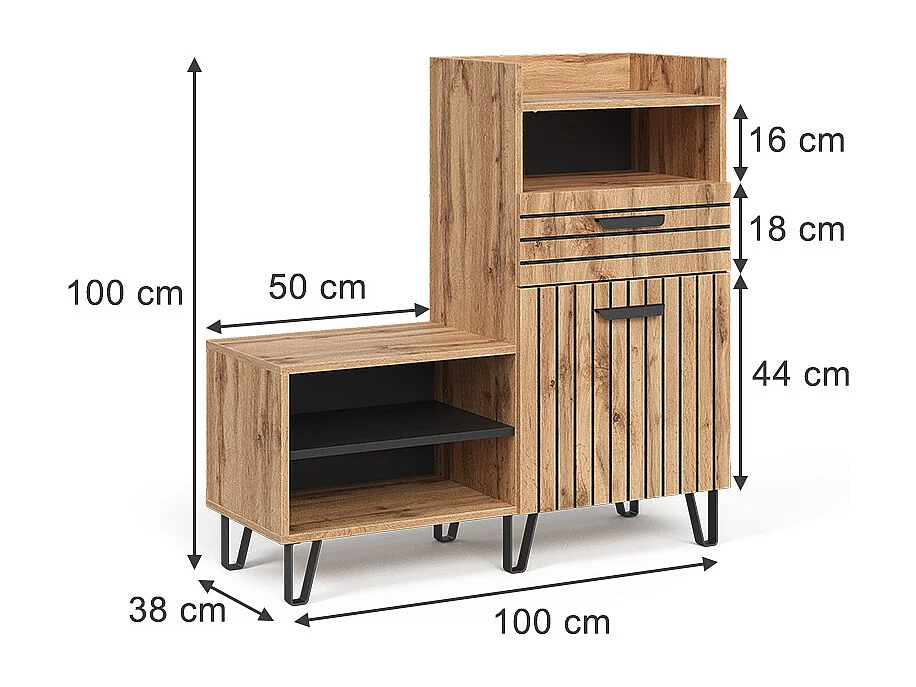 Shoe cupboard oak wotan 100x38x100 amber