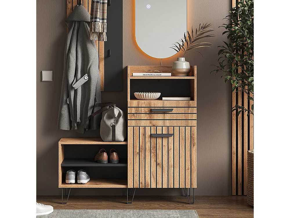 Shoe cupboard oak wotan 100x38x100 amber