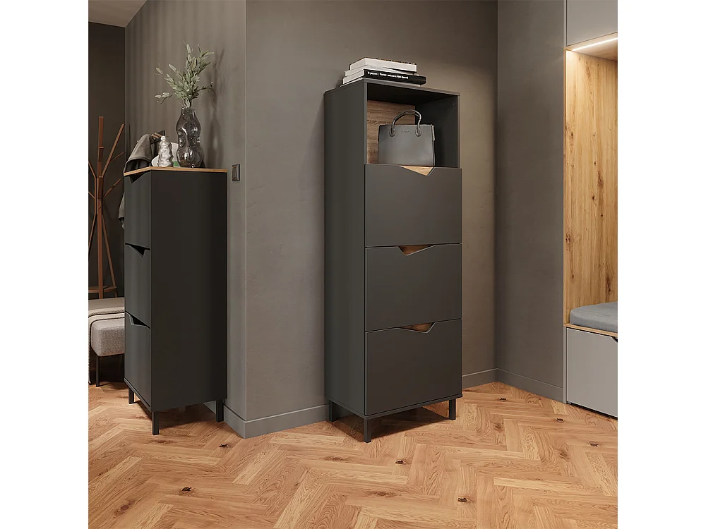 Benne à chaussures anthracite/artisan 60x38x129.5 marelle