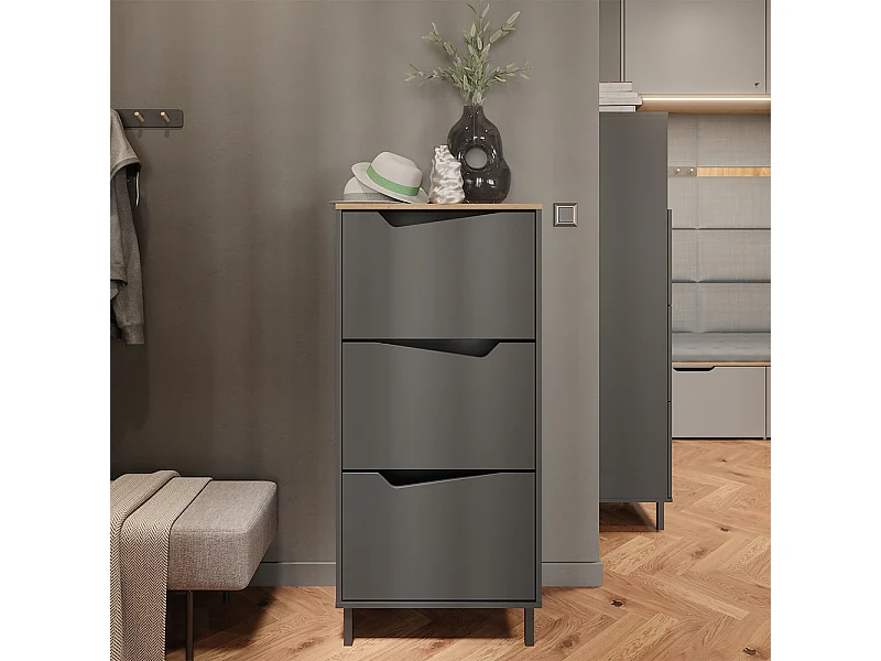 Basculante de sapatos antracite/artesanal 60x38x129.5 marelle