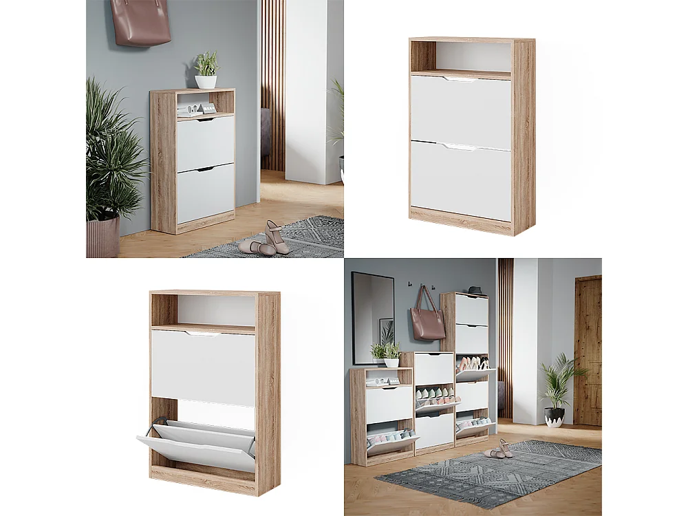 Schuhkipper sonoma/weiß 59x22x89.5 luca