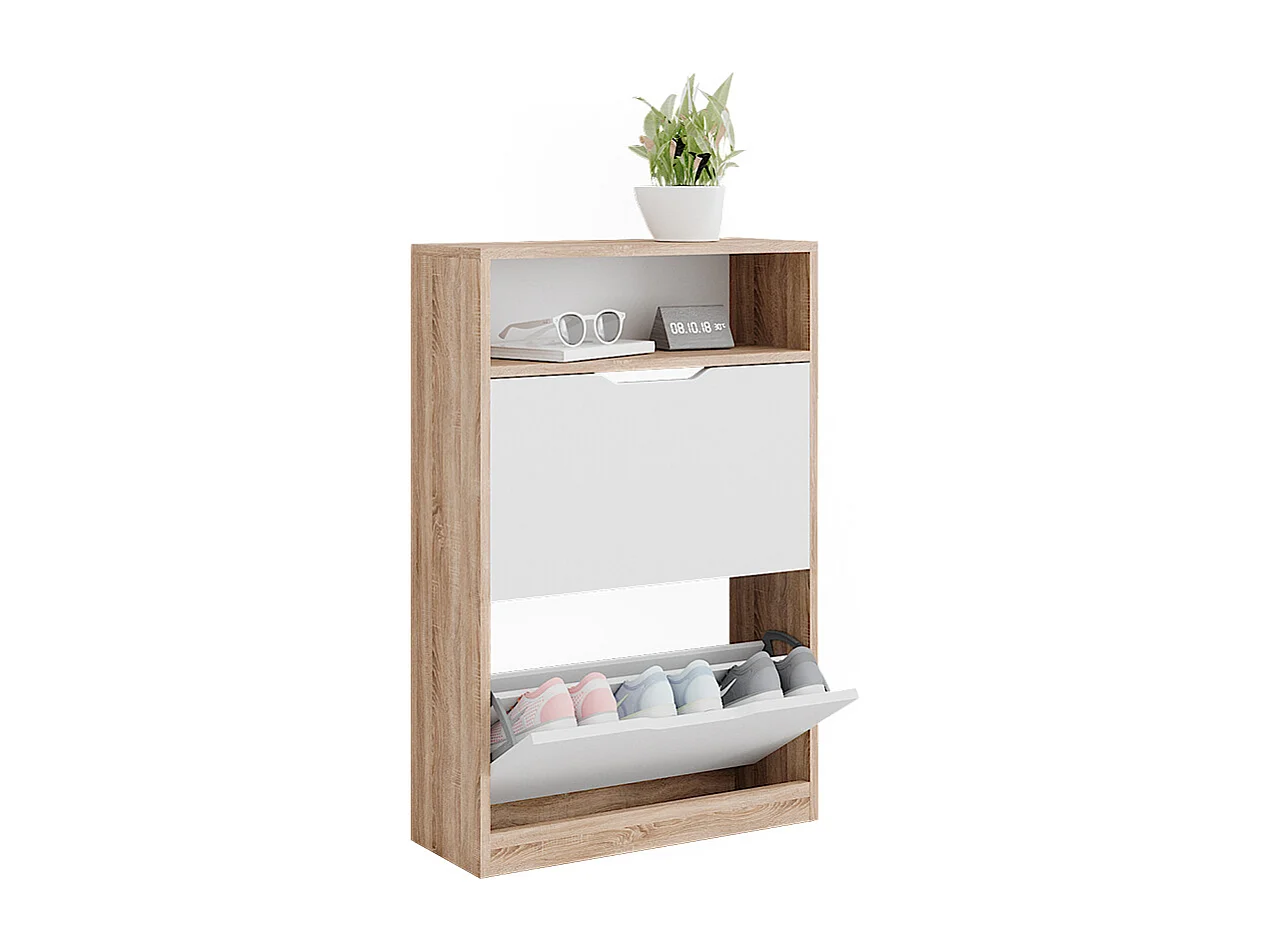 Meuble à chaussure sonoma/blanc 59x22x89.5 luca