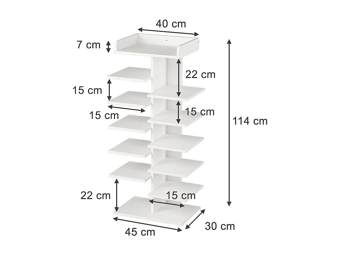 Armoire à chaussures blanc 45x30x114 stepy