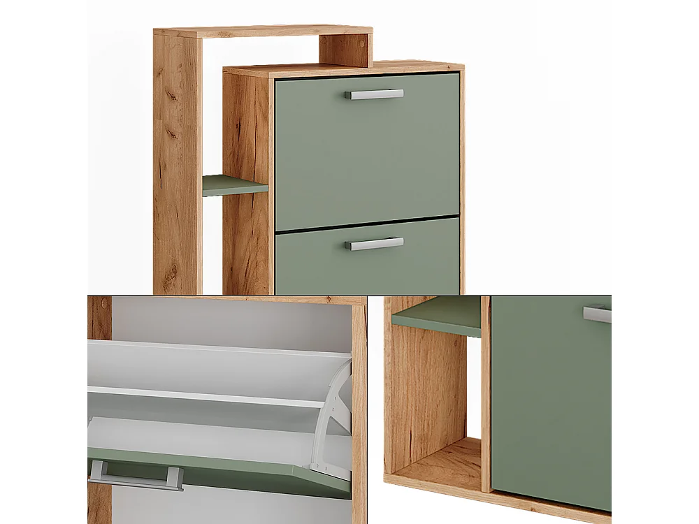 Schuhkipper goldkraft eiche/grün 80x24.2x128.3 orlando