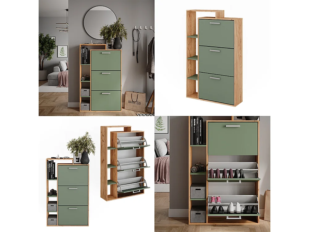 Le basculeur à chaussures force dor chêne/vert 80x24.2x128.3 orlando