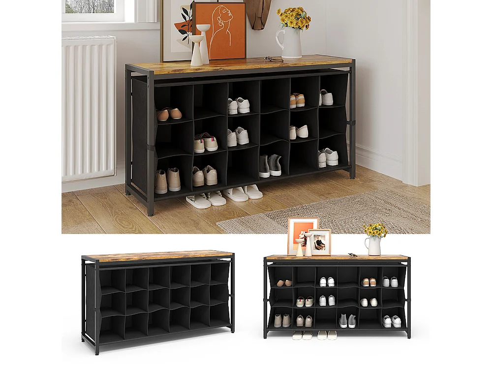 Armoire à chaussures chêne rustique 100x30x54.5 fyrk