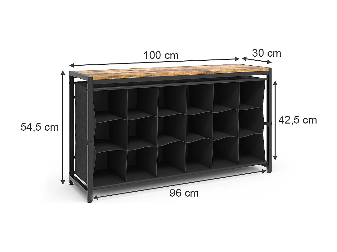 Armoire à chaussures chêne rustique 100x30x54.5 fyrk