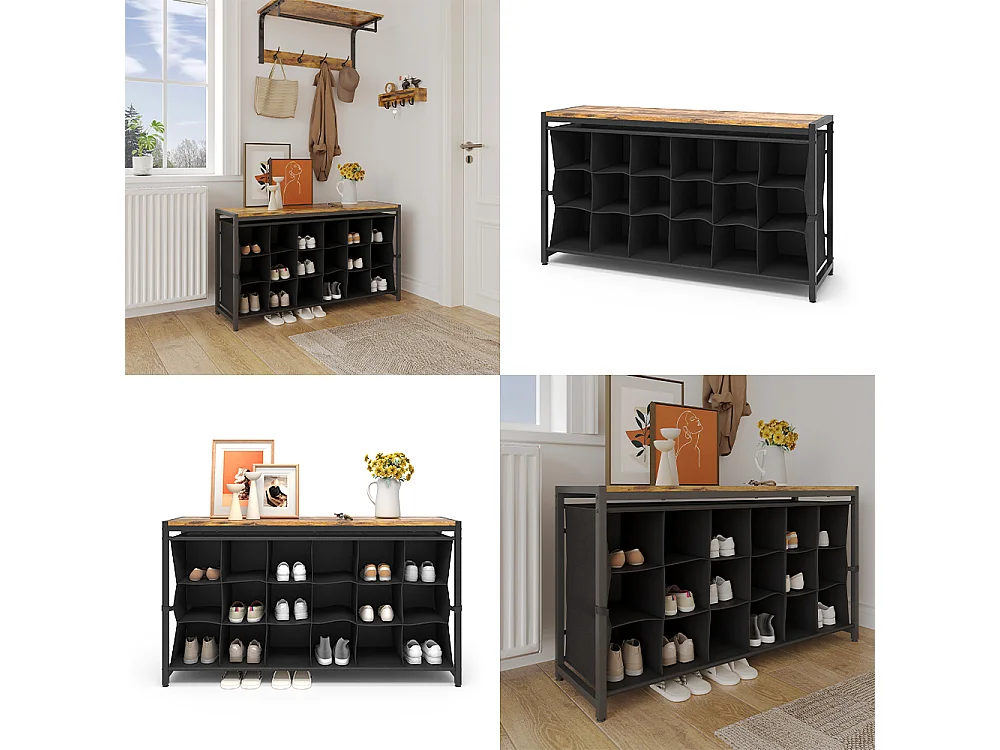 Armoire à chaussures chêne rustique 100x30x54.5 fyrk