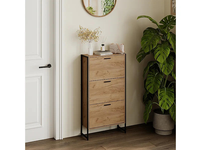 Schuhkipper goldkraft eiche/schwarz 63x23.5x119 folda