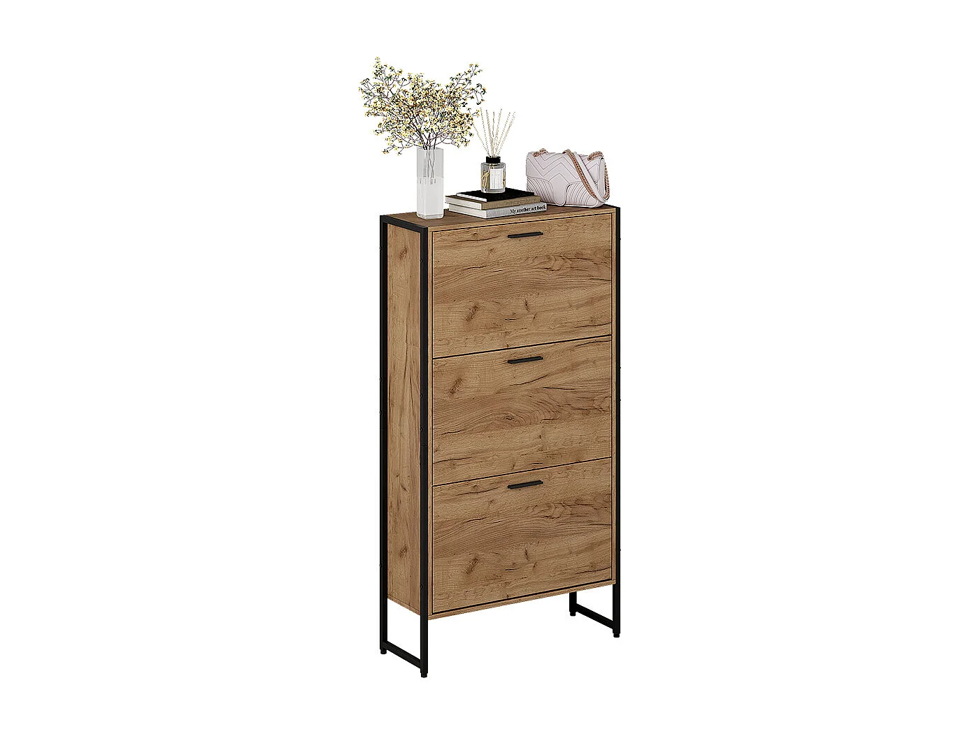 Schuhkipper goldkraft eiche/schwarz 63x23.5x119 folda