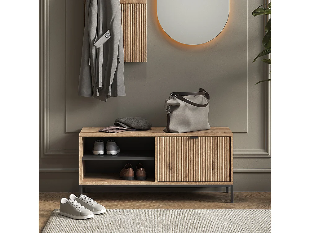 Banc pour chaussures chêne viking 100x40x45 eliza