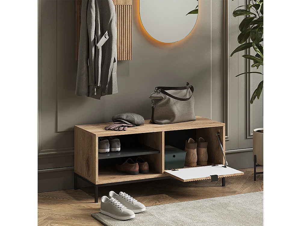 Banc pour chaussures chêne viking 100x40x45 eliza