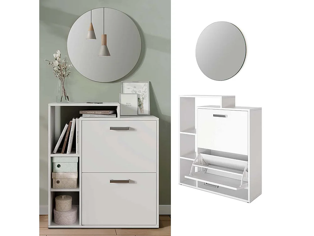 Meuble à chaussure blanc 80x25x90 orlando