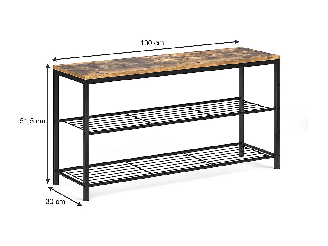 Shoe bench antique wood 100x30x51.5 fyrk