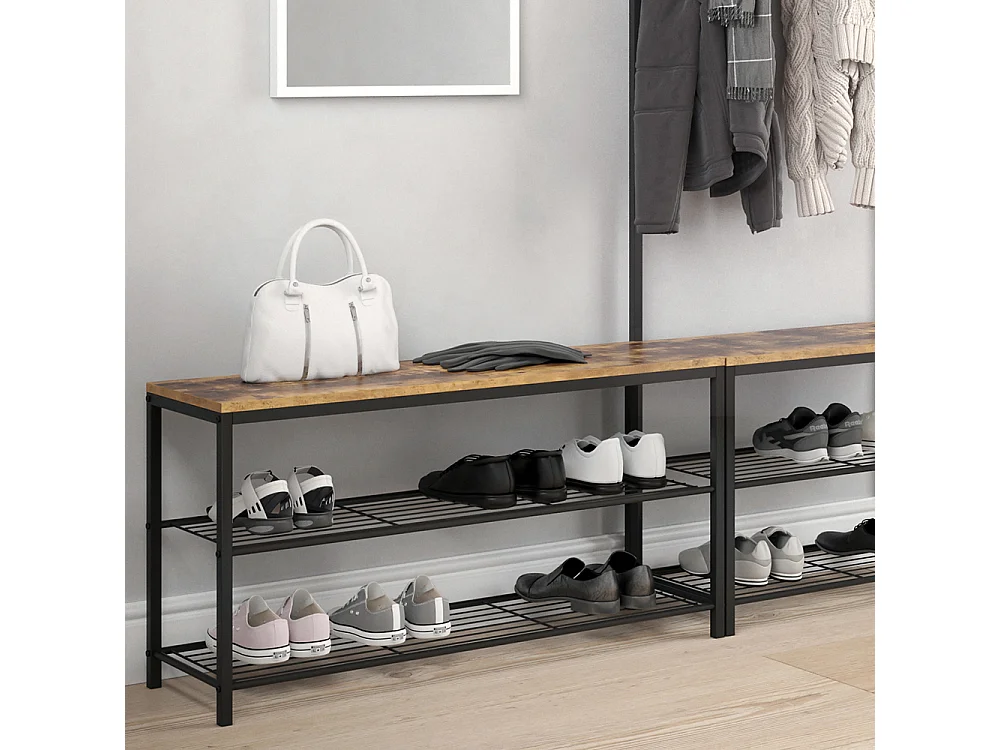 Shoe bench antique wood 100x30x51.5 fyrk
