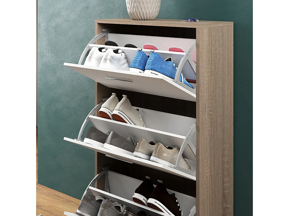 Meuble à chaussure blanc/sonoma 59x22x105 gizmo