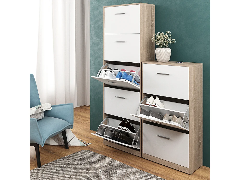 Meuble à chaussure blanc/sonoma 59x22x105 gizmo