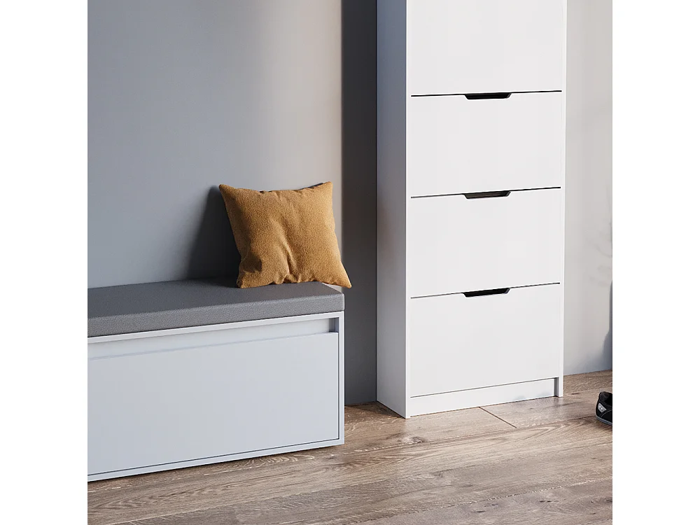 Meuble à chaussure blanc 59x22x169 luca