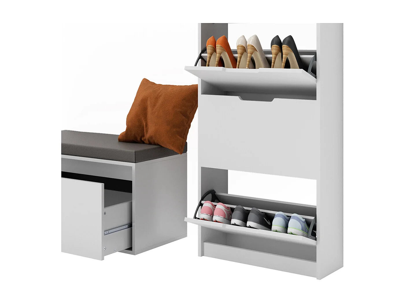 Meuble à chaussure blanc 59x22x169 luca