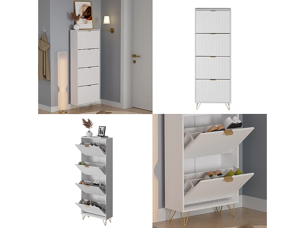 Armoire à chaussures blanc 60x23.5x166.7 helge