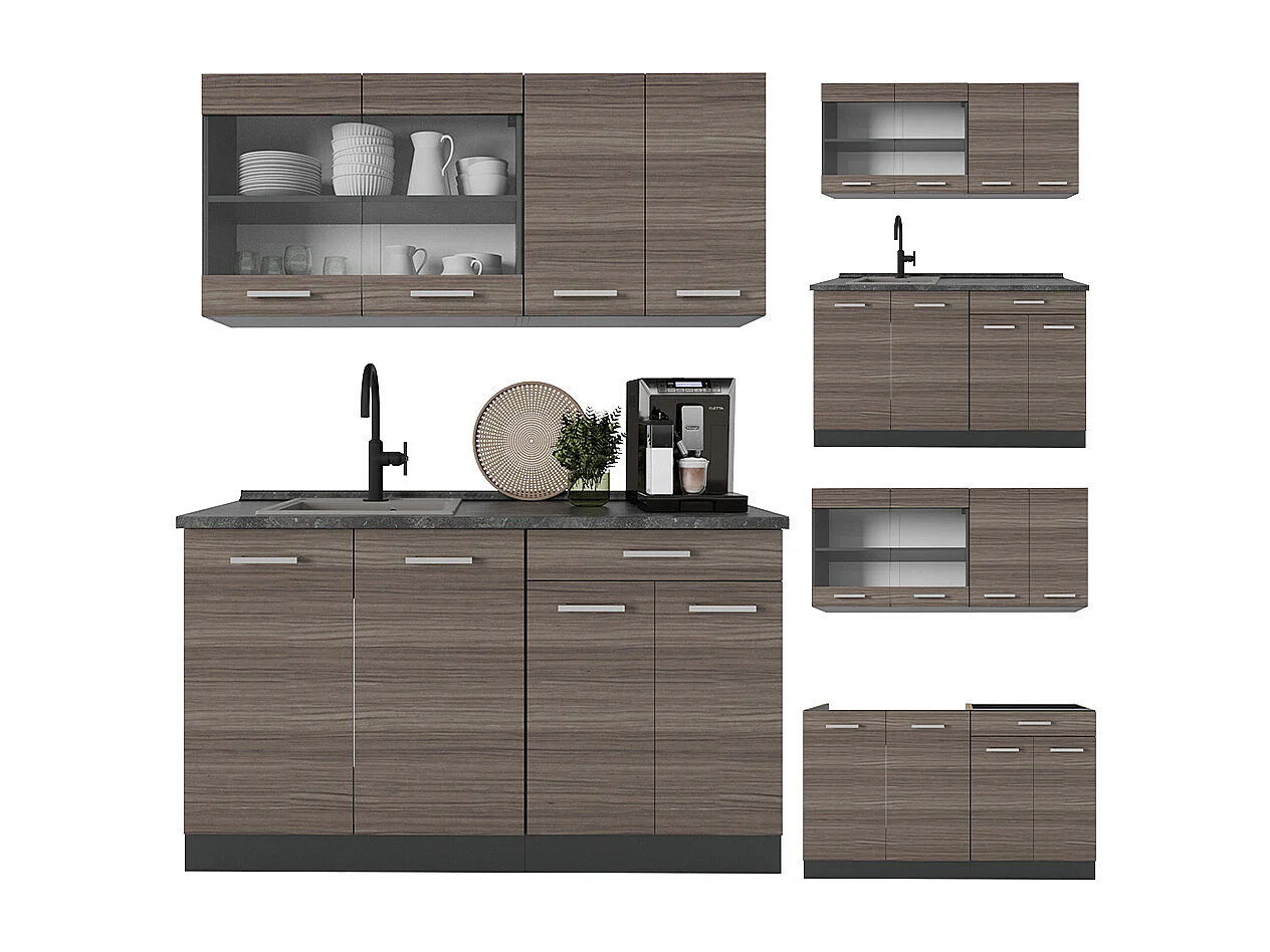 Cocina versátil gris noble/antracita 140x60x81.6 r-line