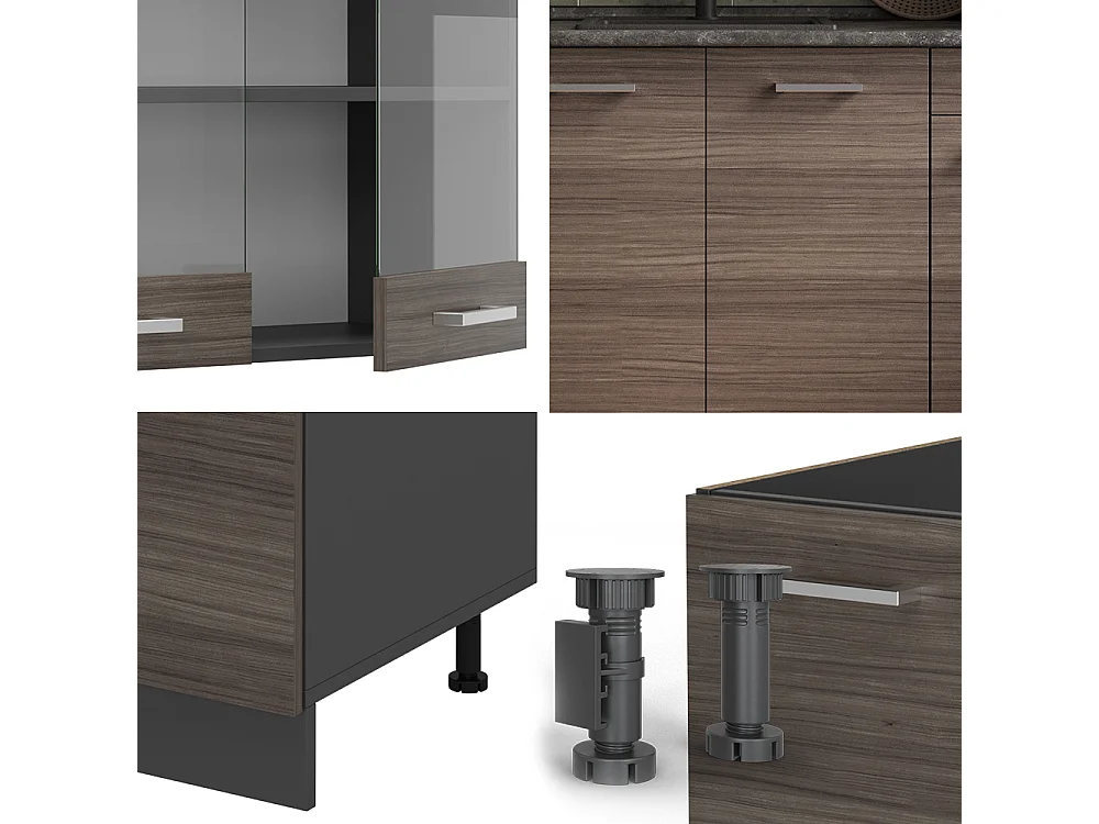 Singleküche edelgrau/anthrazit 140x60x81.6 r-line
