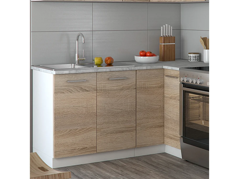 Hoekkeuken sonoma/wit 187x60x81.6 rick