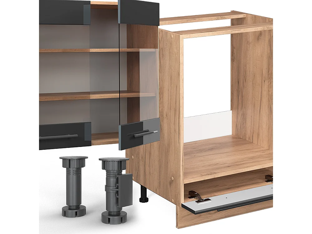 Cucina componibile antracite lucido/oro power oak 355x46x81.6 fame-line