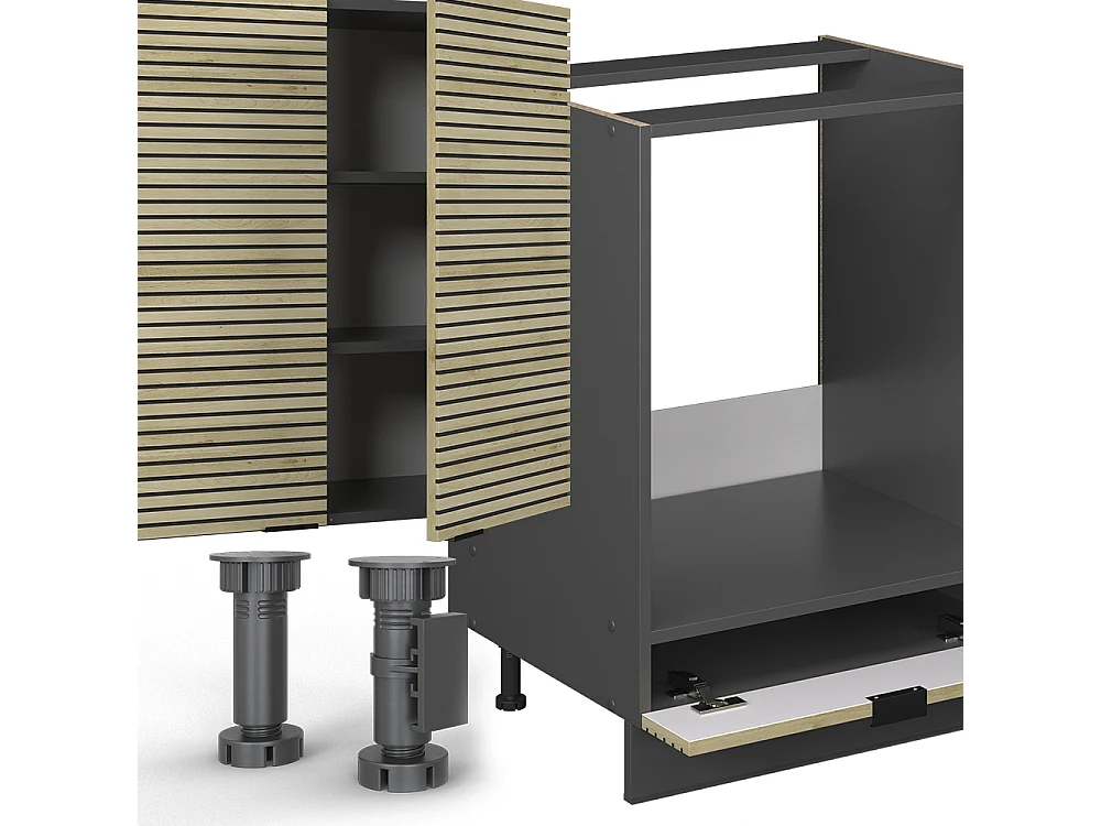 Cuisine chêne lambris/anthracite 355x46x81.6 fame-line