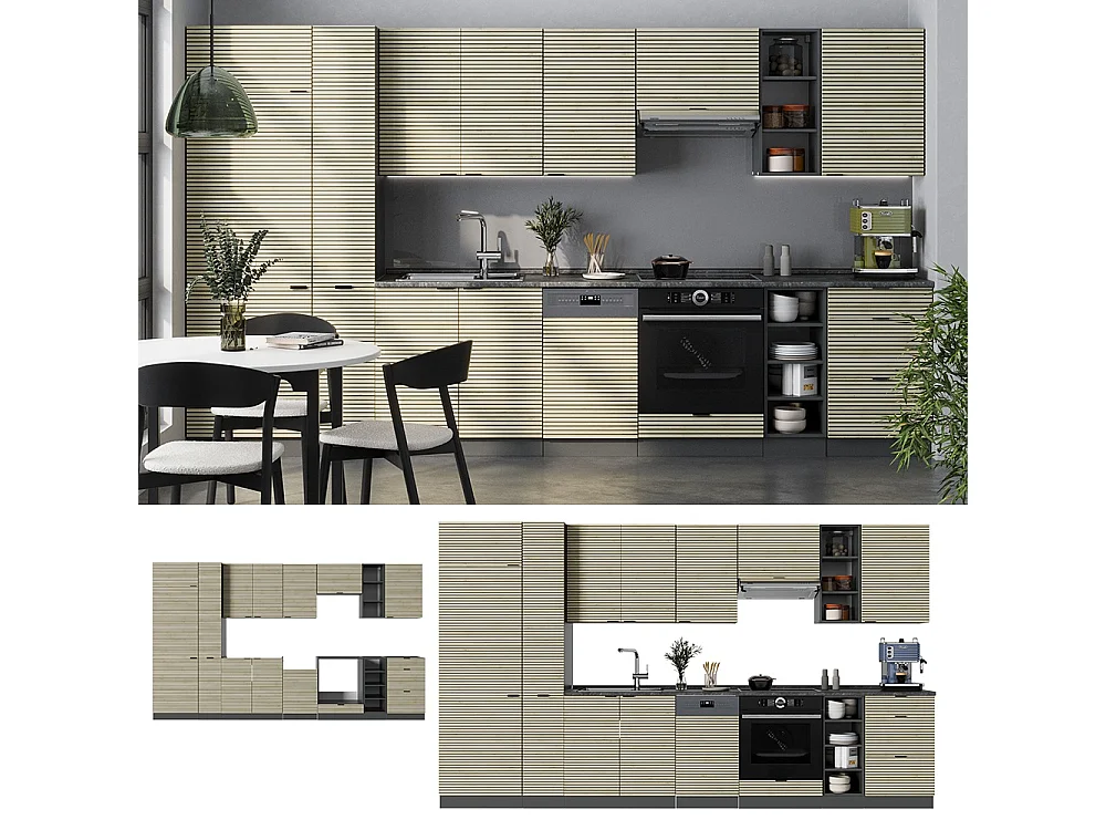 Mueble de cocina panel de roble/antracita 355x46x81.6 fame-line