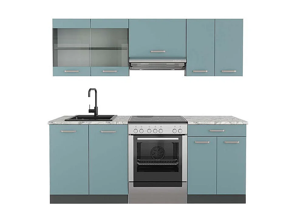 Cuisine bleu-gris/anthracite 200x60x81.6 r-line