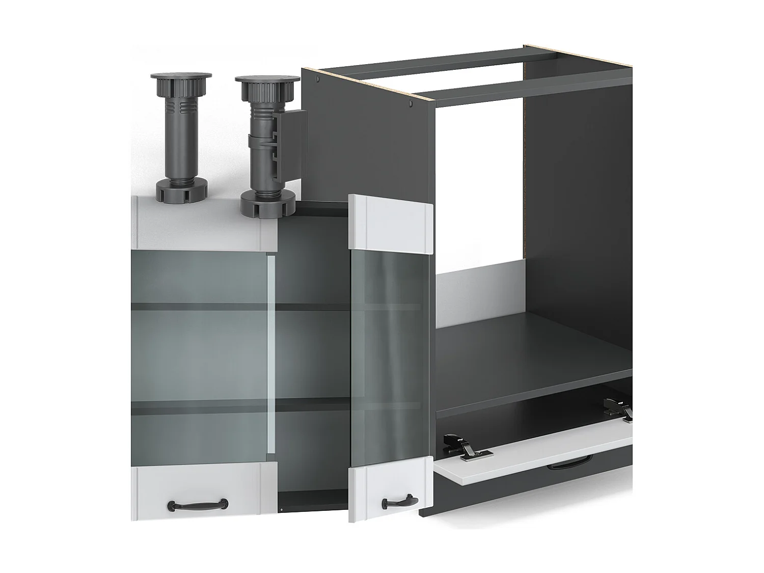 Kogoszczona kuchnia biały dworek/antracyt 287x46x81.6 fame-line