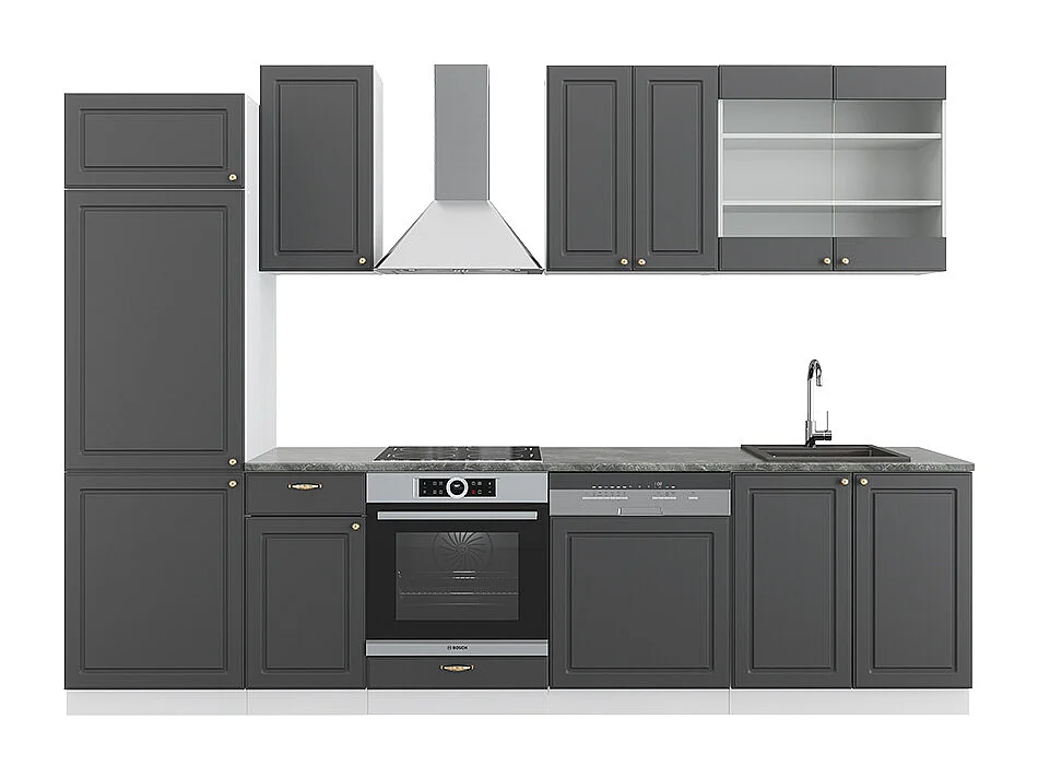 Mueble de cocina antracita-oro/blanco 300x60x81.6 fame-line