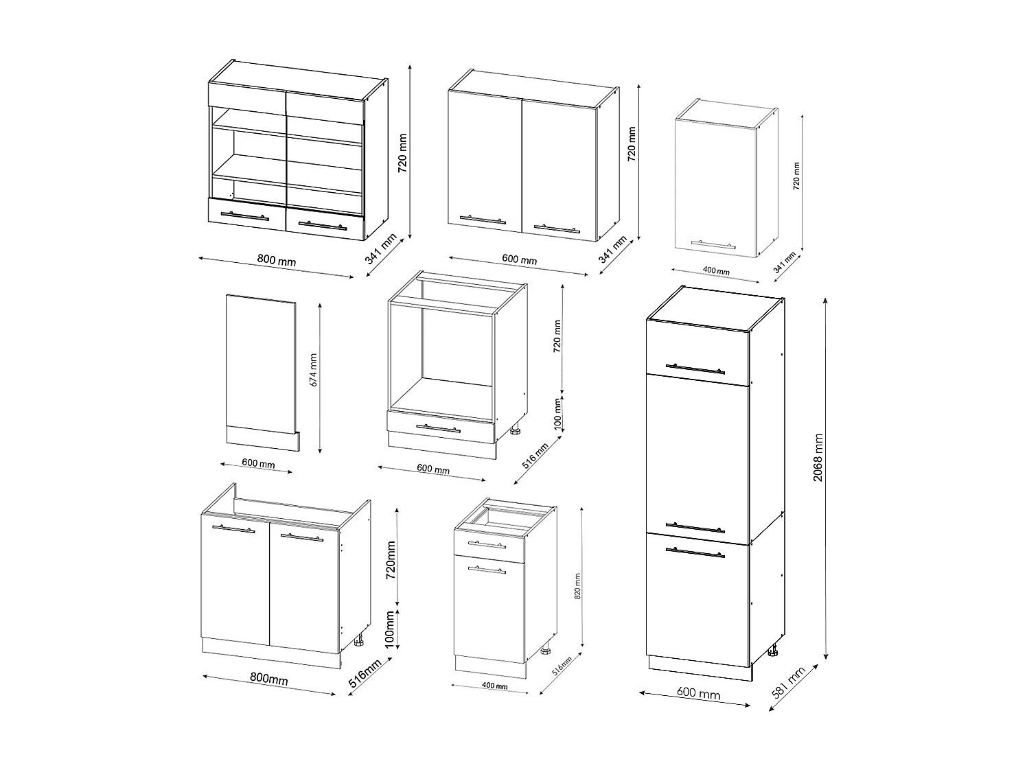 Mueble de cocina antracita-oro/blanco 300x60x81.6 fame-line