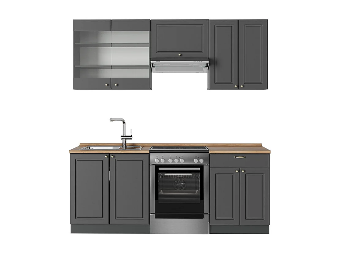 Cuisine anthrazit-gold landhaus 200x60x81.6 fame-line