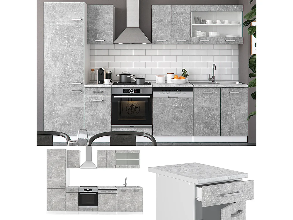 Cuisine béton 300x60x81.6 r-line