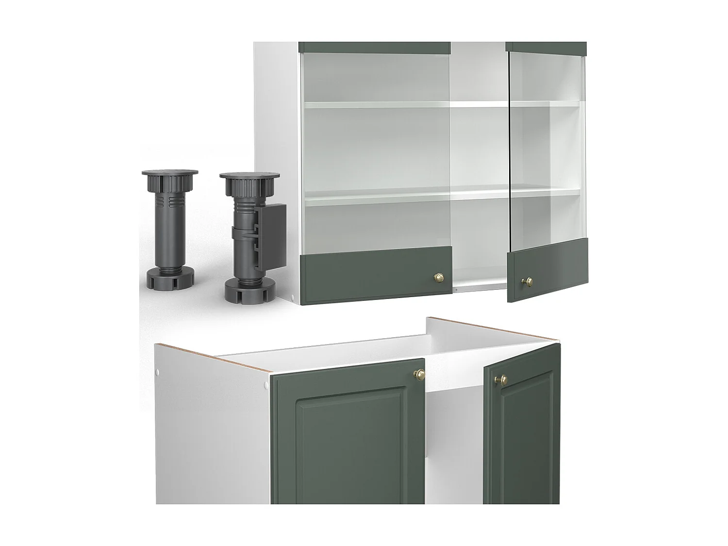 Cuisine vert-or landhaus/blanc 200x60x81.6 fame-line