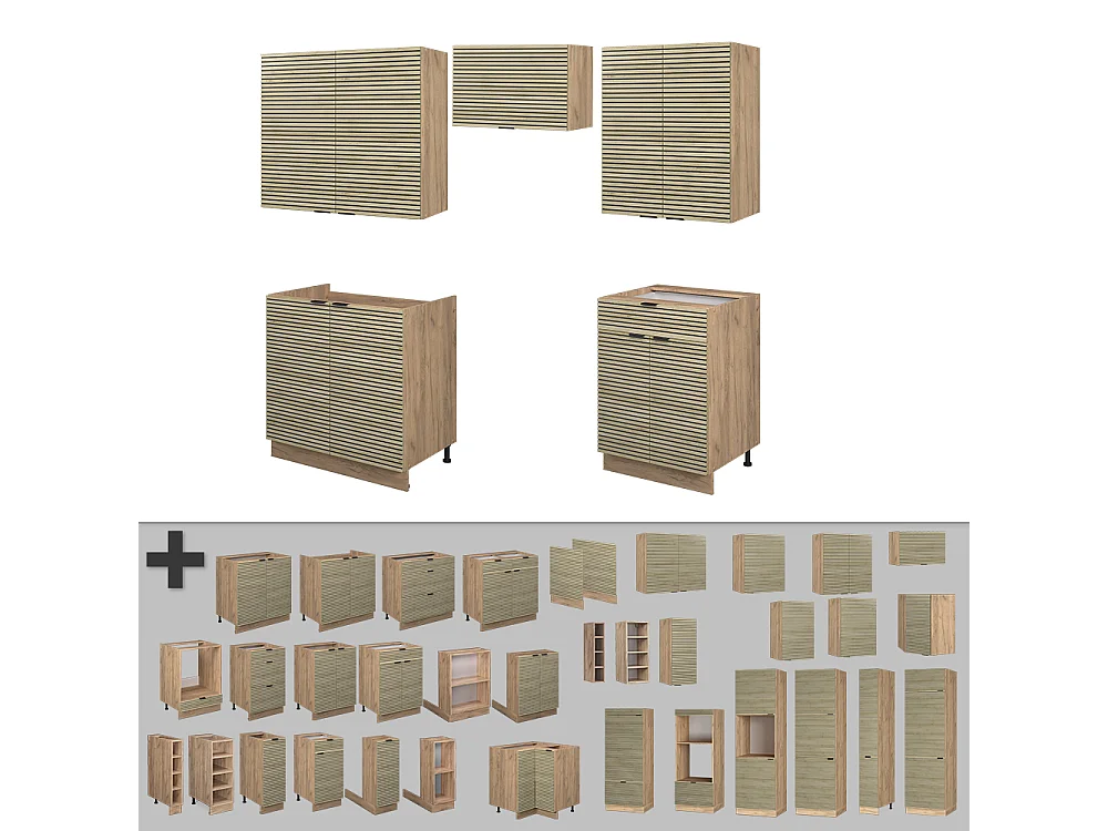 Mueble de cocina panel de roble/roble goldkraft 200x60x81.6 fame-line