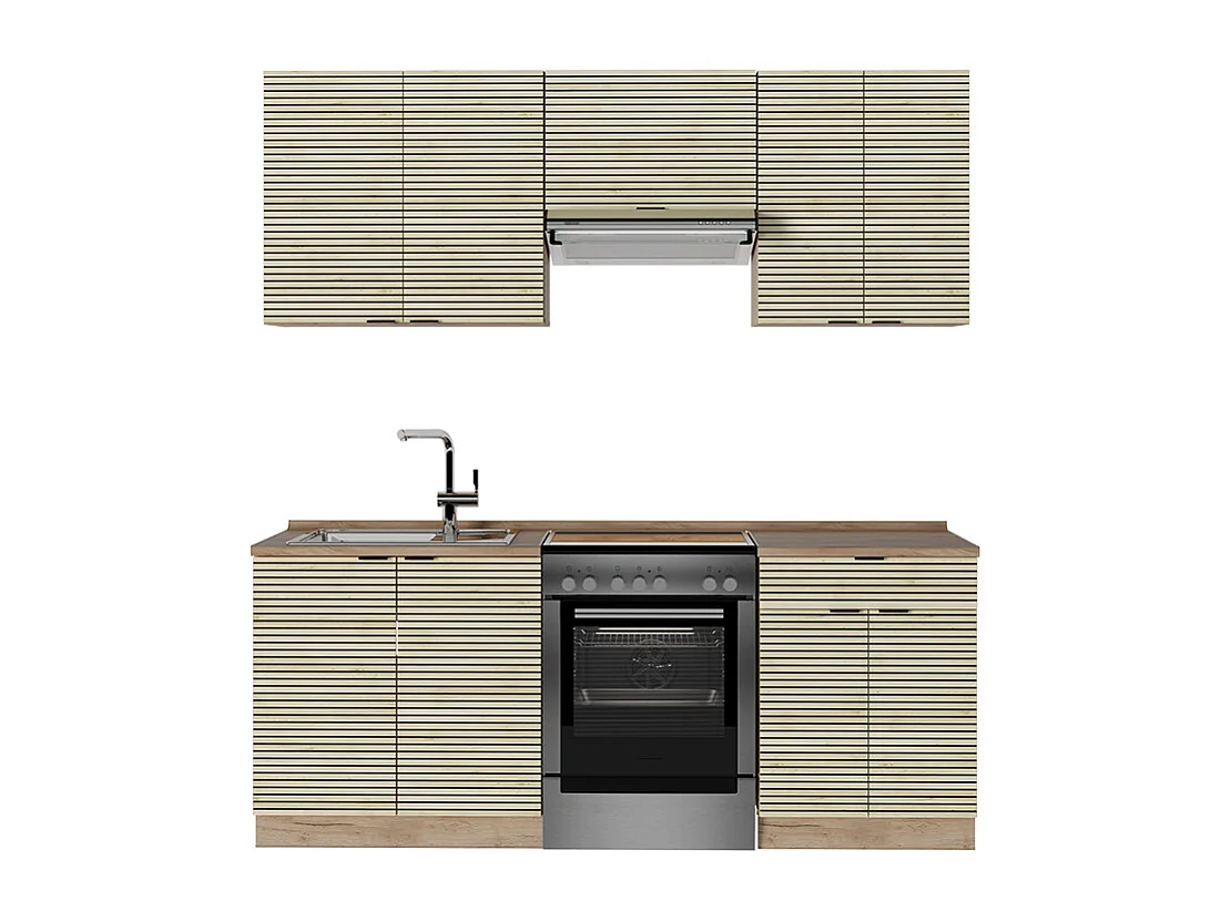 Cuisine chêne lambris/chêne doré 200x60x81.6 fame-line