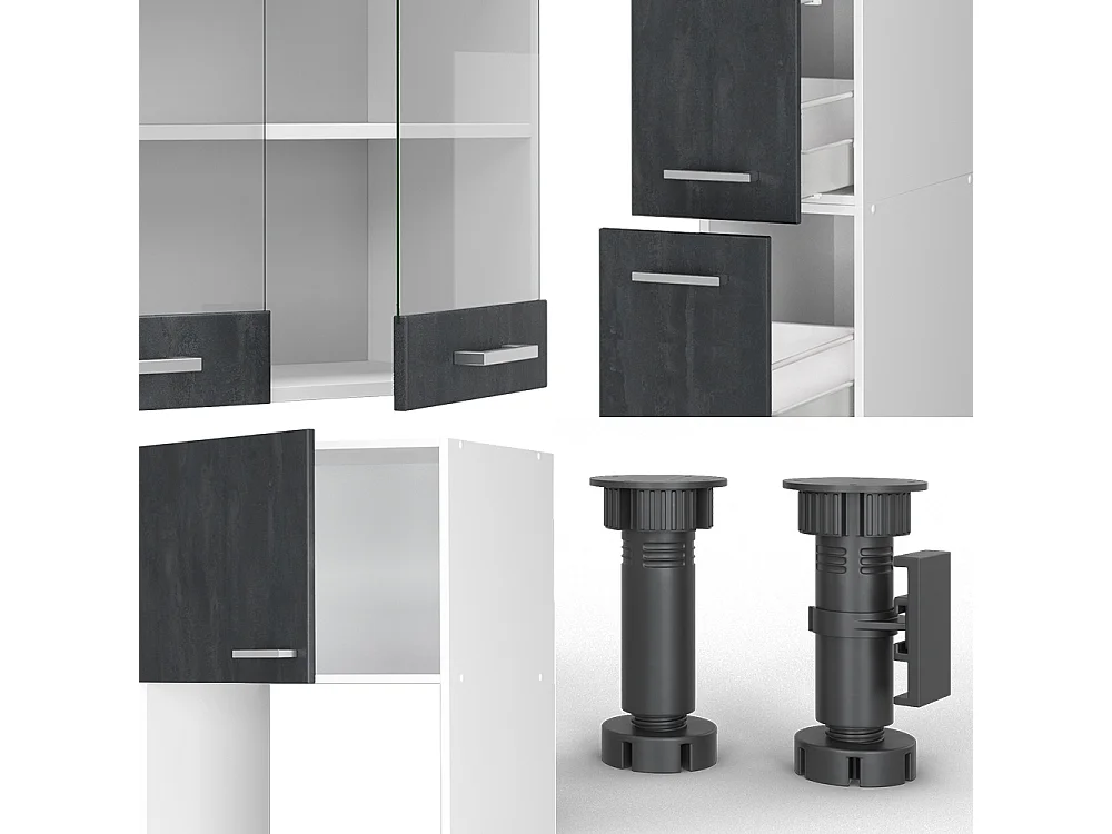 Kitchenette concreto preto/branco 350x60x81.6 r-line
