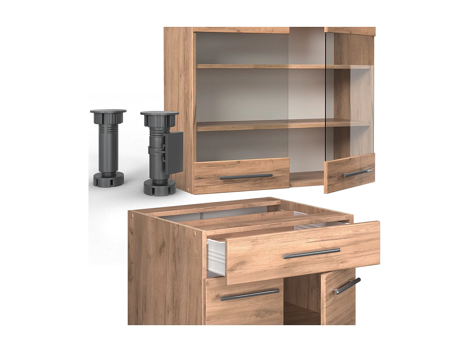 Cocina para solteros roble dorado 140x46x81.6 fame-line