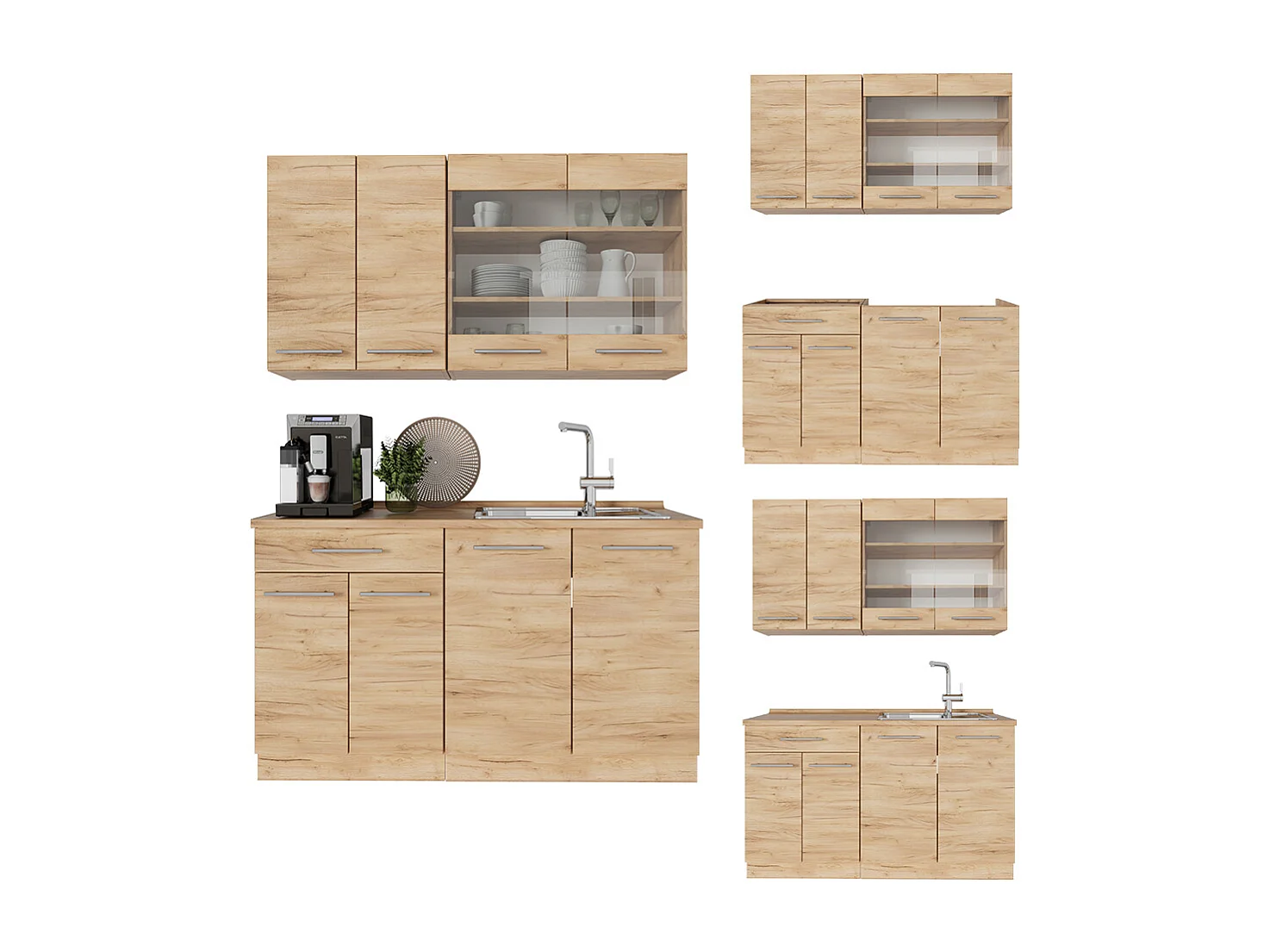 Cuisine chêne de force doré 140x46x81.6 fame-line