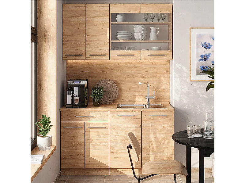 Cuisine chêne de force doré 140x46x81.6 fame-line