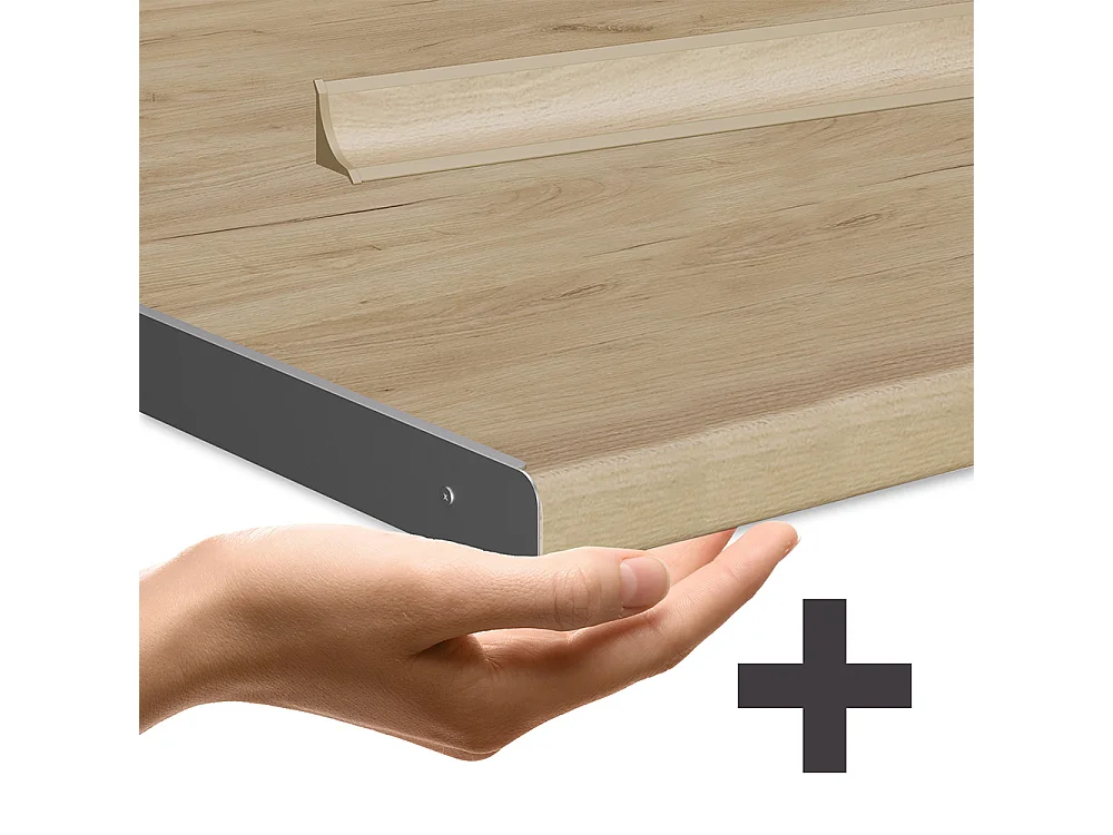 Cuisine en angle rouge brillant/chêne de force doré 247x60x81.6 r-line