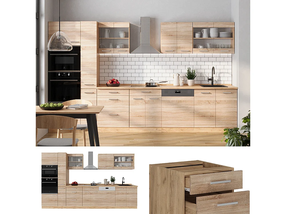 Cucina componibile rovere sonoma/goldkraft 350x46x81.6 r-line