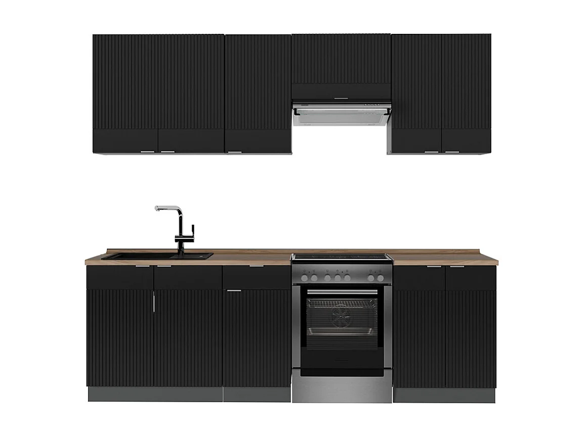 Cuisine noir rayé/anthracite 240x60x81.6 fame-line